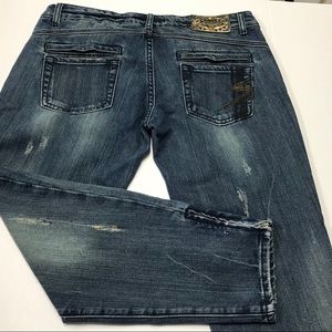 New ReRock Skinny Crop Jeans Distressed Zip Cuff